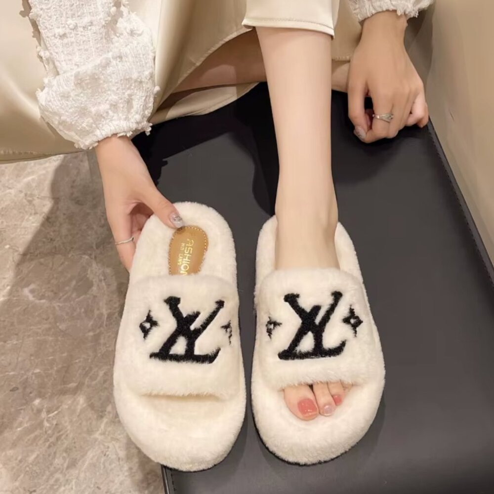 Beautiful Fashion Slides Plush Fur Flip Flops Slippers Fur Shoes - Picture 3 of 11